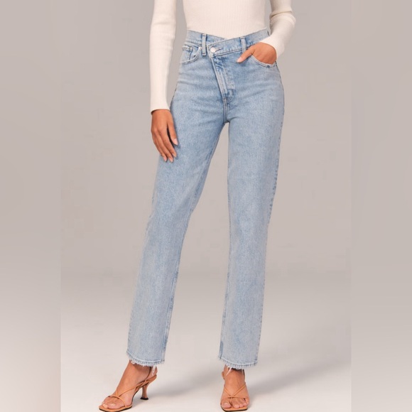 Abercrombie & Fitch Pants - ABERCROMBIE & FITCH the 90s straight ultra high rise jeans criss-cross waist 25